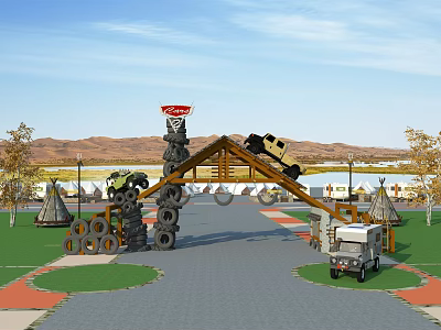 Hyundai Gate Car Park Off Road Base 3d model