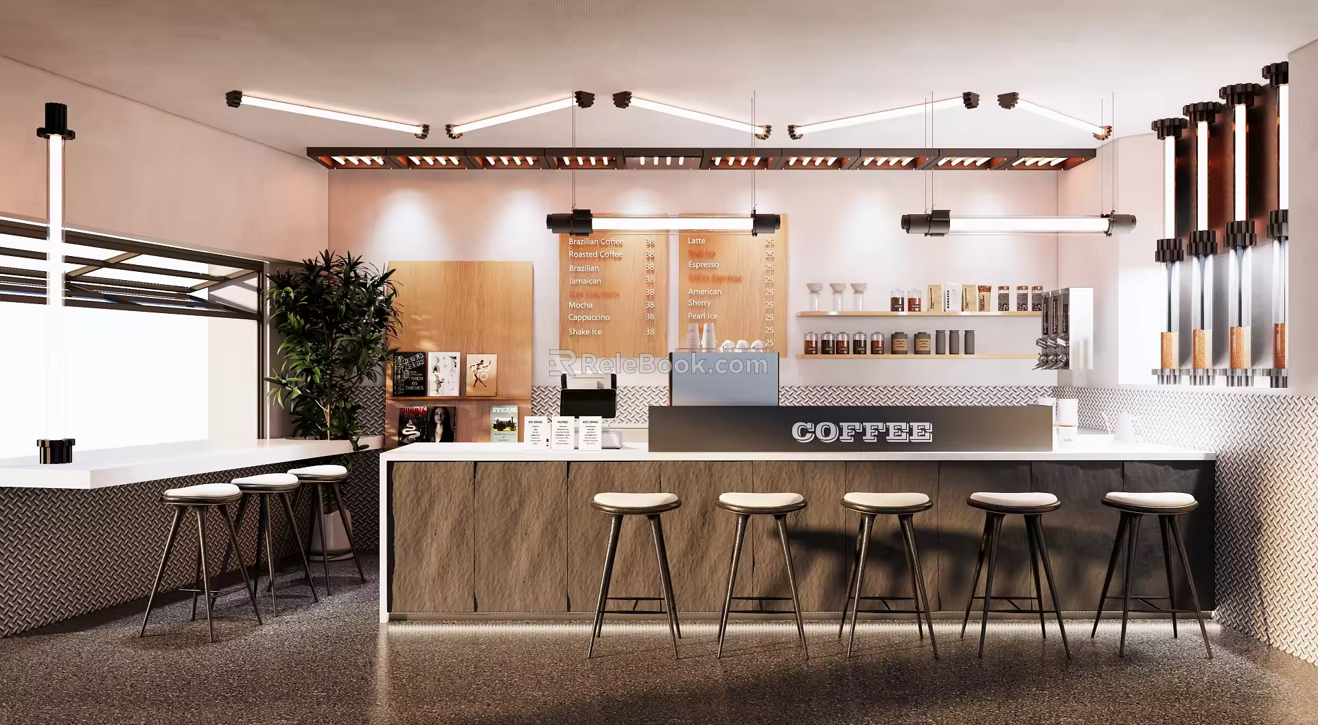 Quiet Wind Cafe Leisure Area Bar Counter Card Area 3d model