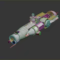 Futuristic Spacecraft Module Featuring Modular Structure White Yellow Design And Thrusters