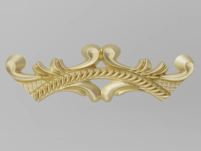 Intricate Golden Carving Decorative Ornament with Scroll Patterns and Woven Details 3d model