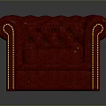 Classic Red Leather Tufted Armchair Featuring Elegant Brass Nailhead Trim Design