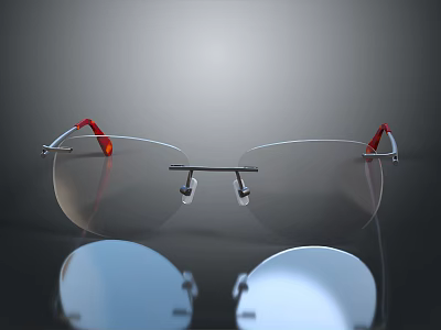 Frameless Eyeglasses With Red Arm Clear Lens And Metal Frame For Daily Use 3d model Frameless Eyeglasses With Red Arm Clear Lens And Metal Frame For Daily Use 3d model