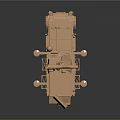 Military Vehicle 3D Model Featuring Antenna Structure And Launcher On Wheels