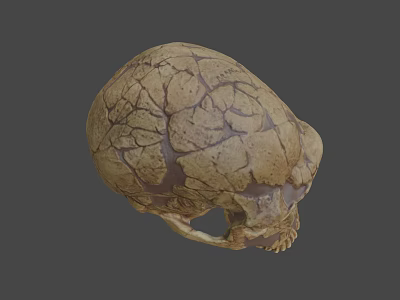 Detailed Cracked Tan Skull 3D Model for Game and Movie Character Design 3d model