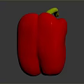 Fresh Ripe Red Bell Pepper with Vibrant Green Stem Isolated on Dark Background