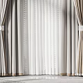 Beige And White Pleated Curtains With Tiebacks And Light Filtering Fabric Design