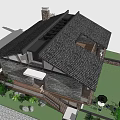 Charming Guesthouse Building With Stone Walls Wooden Roof Balcony And Greenery
