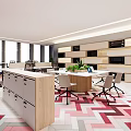 Modern Public Office Space With Open Layout Workstations Ergonomic Chairs And Indoor Greenery 3d model
