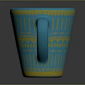 Stylish Blue Cup With Intricate Golden Decorative Patterns And Curved Handle 3d model