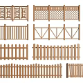 Various Wooden Fence Designs With Decorative Patterns And Styles 3d model