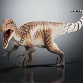 Realistic Dinosaur Model With Open Mouth Striped Skin Standing Pose