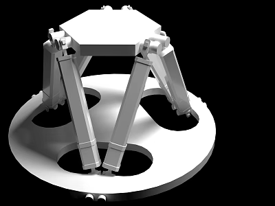 White Hexagonal Mechanical Structure With Multiple Legs Round Base And Circular Holes 3d model
