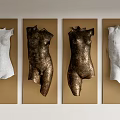 Abstract Human Figure Wall Decor with White Gold and Brown Frames Hanging on Wall 3d model