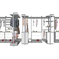 Clothing Racks With Hanging Clothes White Storage Cabinets And Shoes In Retail
