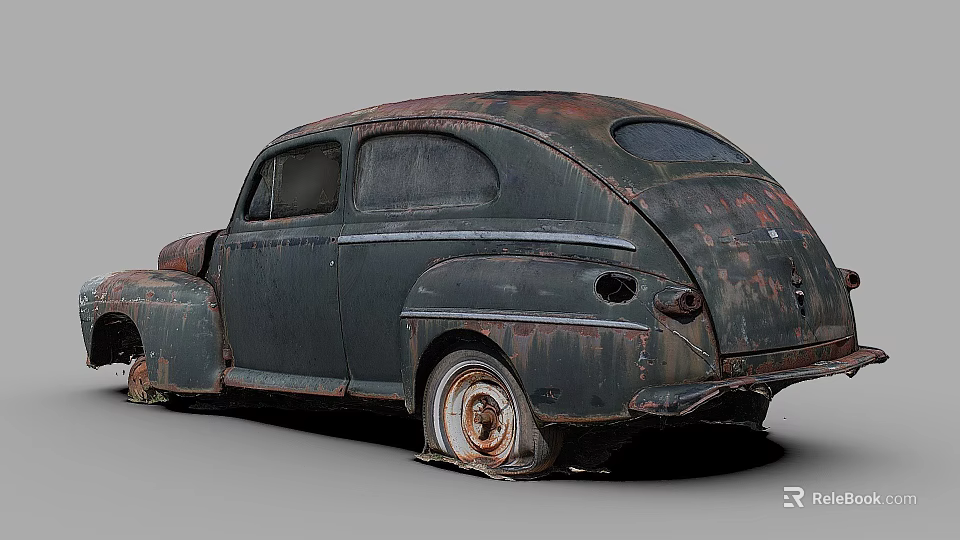 Vintage Rusty Classic Car With Weathered Exterior And Old Design Details 3d model 