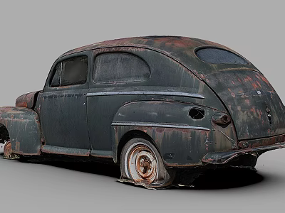 Vintage Rusty Classic Car With Weathered Exterior And Old Design Details 3d model