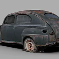 Vintage Rusty Classic Car With Weathered Exterior And Old Design Details