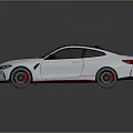 White Sports Car with Black Red Stripes Modern Front Face and Sleek Black Wheels