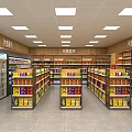 Supermarket General Merchandise Shopping Area With Bright Lighting Organized Shelves Refrigerators And Various Products