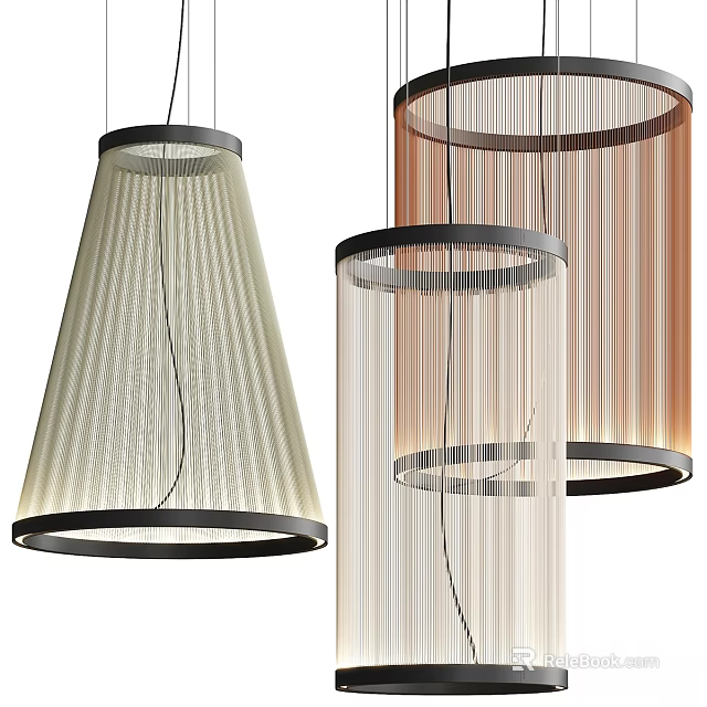 Modern Chandelier Collection With Different Hanging Styles And Metallic Frame Details 3d model 