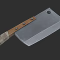 Practical Kitchen Weapon With Wooden Handle Sharp Metal Blade And Rivets 3d model