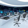 Modern High Tech Monitoring Room Interior With Multiple Digital Monitors Control Consoles And Ergonomic Chairs