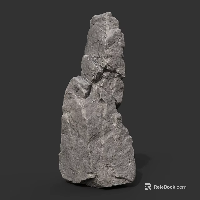 Natural Stone And Wood Decorative Piece With Textured Surface And Smooth Wood Details 3d model 