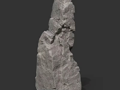 Natural Stone And Wood Decorative Piece With Textured Surface And Smooth Wood Details 3d model