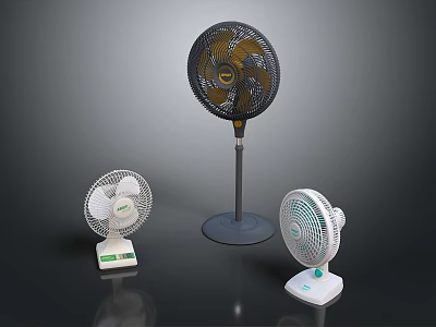 Modern Air Cooler Fans Collection Featuring Stand and Table Models in White and Black 3d model