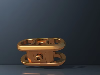 Golden Metal Commercial Equipment Component With Rings Square Structures And Shiny Smooth Finish 3d model