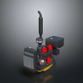 Industrial Mechanical Equipment With Black Body Red Components Yellow Base Long Tube And Square Box