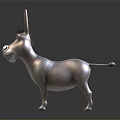 White Donkey 3D Model With Large Ears On Black Background Reflective Ground Surface 3d model