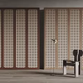 Elegant Dark Brown And Light Brown Wardrobes With Perforated Pattern In Interior Design 3d model