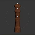 Three Wooden Pepper Grinders In Different Sizes For Kitchen Use 3d model