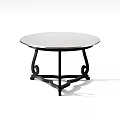 Round Marble Top Modern Side Table with Black Metal Curved Frame Design 3d model