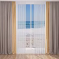Seaside Window Curtains With Light Filtering Design And Elegant Beach View 3d model