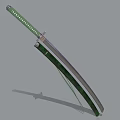 Traditional Japanese Katana Weapon With Green Handle Scabbard And Metal Blade Design