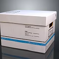 White Cardboard Box With Contents Label Date Class Number Fields Fragile Sticker And Blue Stripe