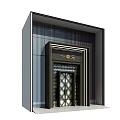 Modern Architectural Unit Entrance Gate Design With Glass Door And Geometric Patterns
