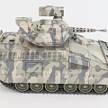 Military Camouflage Tank 3D Model Front View With Tracks And Cannon