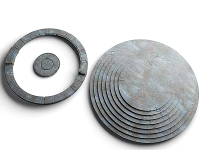 Architectural Circular Stone Components Featuring Textured Disc And Ring Surfaces 3d model