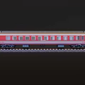 Red Passenger Train Carriage With Multiple Windows On Railway Tracks