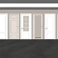 Stylish Hinged Doors With Glass Panels And Decorative Designs In White And Light Gray