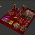 Colorful Asian Food Ingredients With Red Containers And Yellow Chopsticks On Table