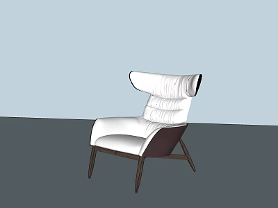 Elegant Modern White Leather Lounge Chair With Comfortable Backrest And Wooden Legs 3d model