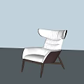 Elegant Modern White Leather Lounge Chair With Comfortable Backrest And Wooden Legs