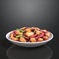 Stir Fried Mixed Vegetables With Peanuts Red Green Ingredients In White Plate