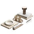 Minimalist Decorative Ornament Set With Round Plate Cups Tray And Cylindrical Ornaments For Home Decor