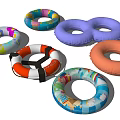 Colorful Sports Equipment Swim Rings With Various Patterns Different Colors And Designs