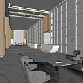 Elegant Modern Hotel Lobby Interior With Sofas Coffee Tables And Reception Desk 3d model